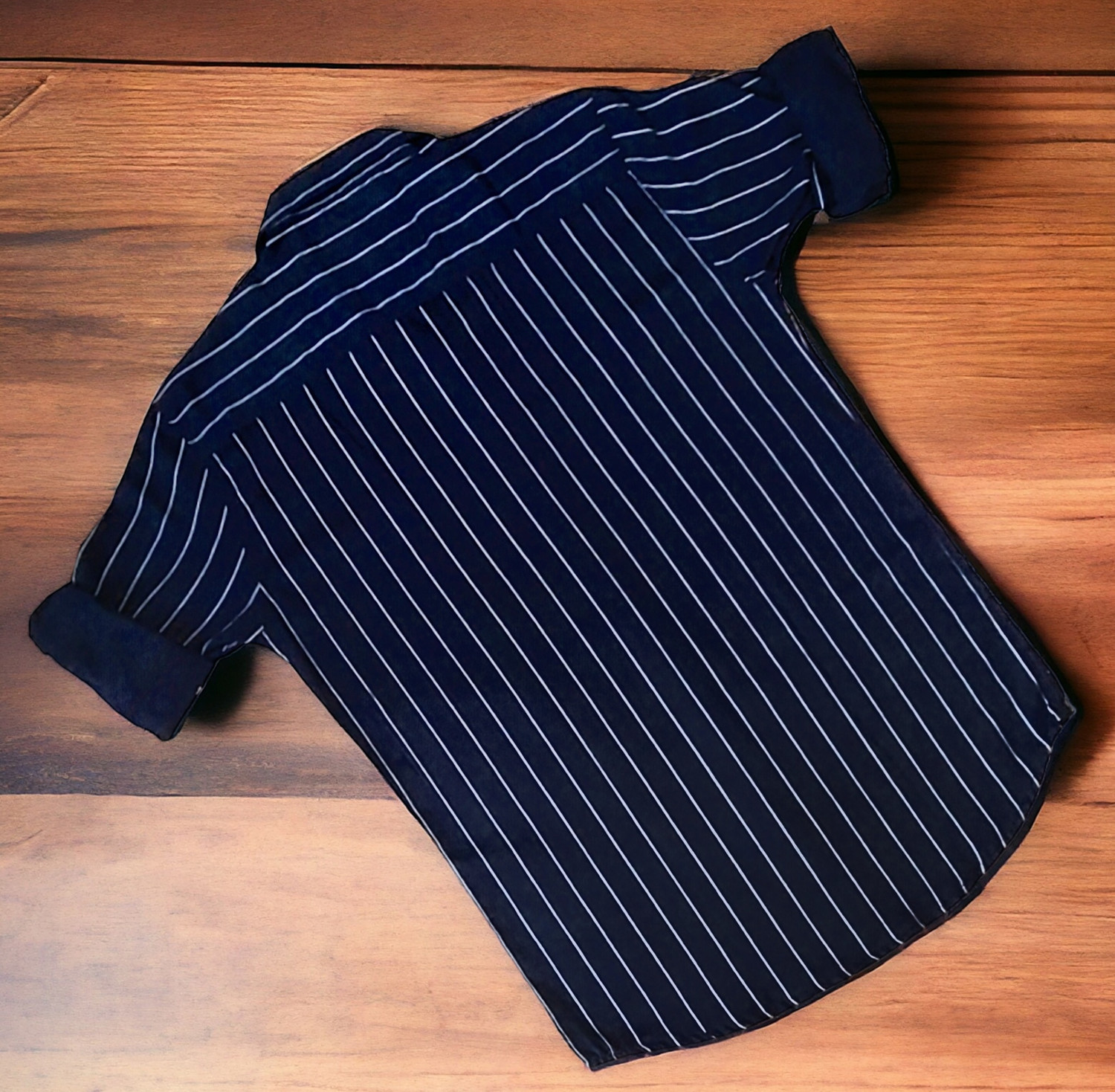 Image of YELLOWDASH Men Striped Casual Blue Shirt