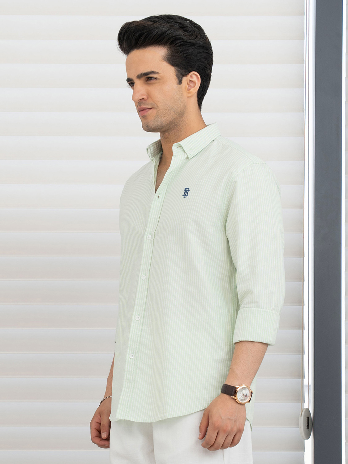 Image of RED TAPE Men Solid Casual Green Shirt