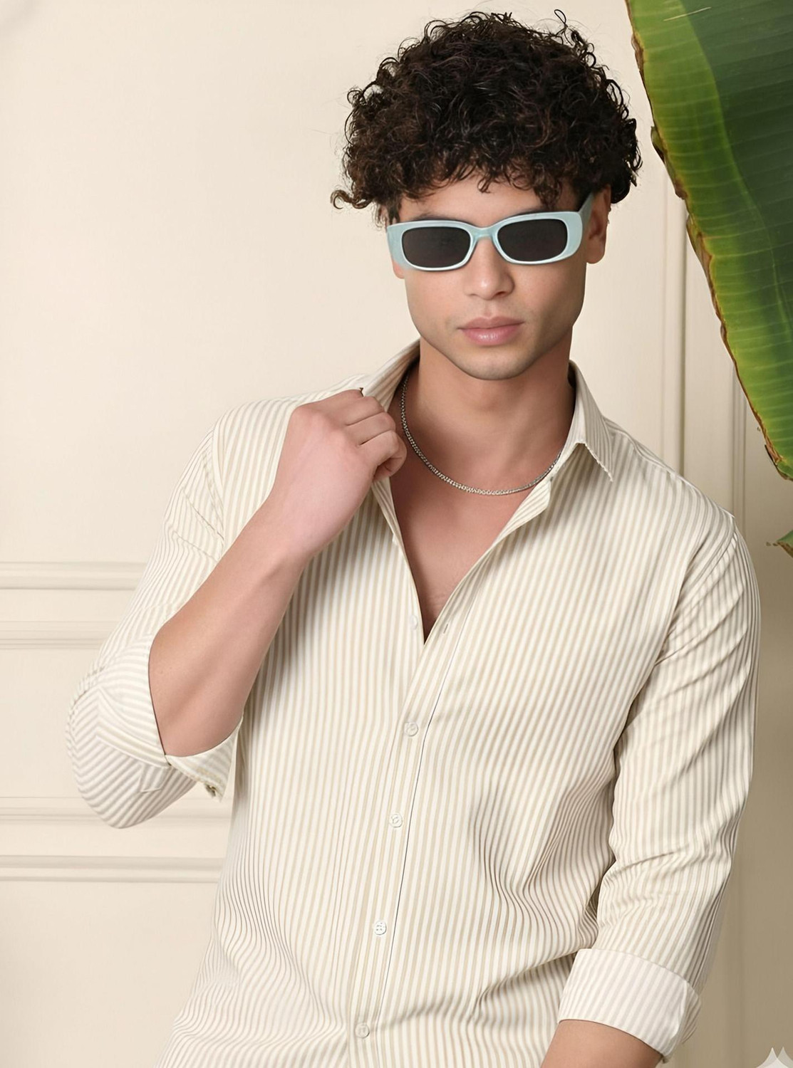 Image of METRONAUT Men Striped Casual Brown Shirt