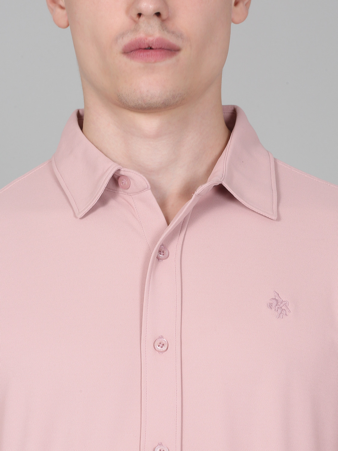 Image of CANTABIL Men Solid Casual Pink Shirt