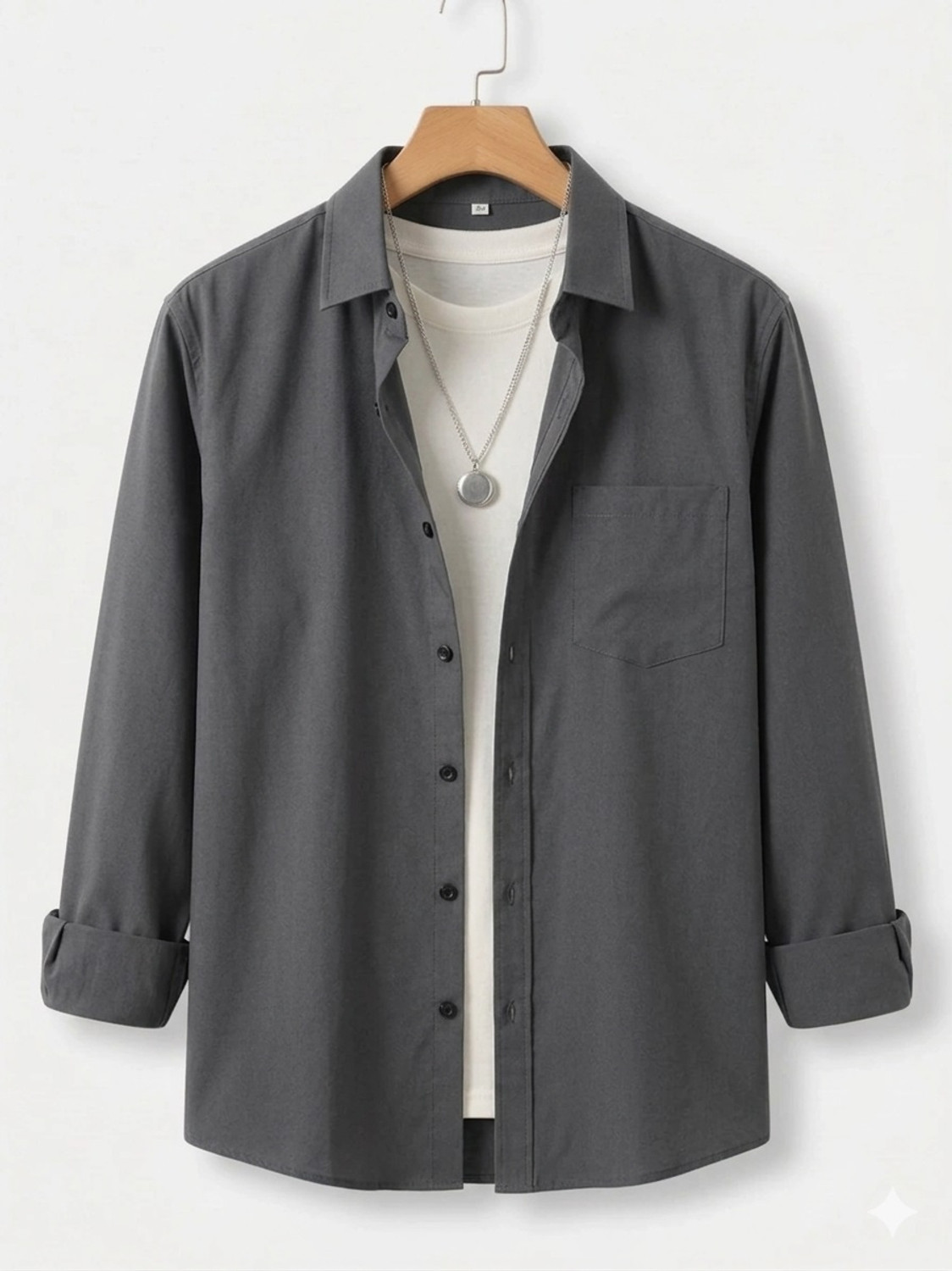 Image of METRONAUT Men Solid Casual Grey Shirt