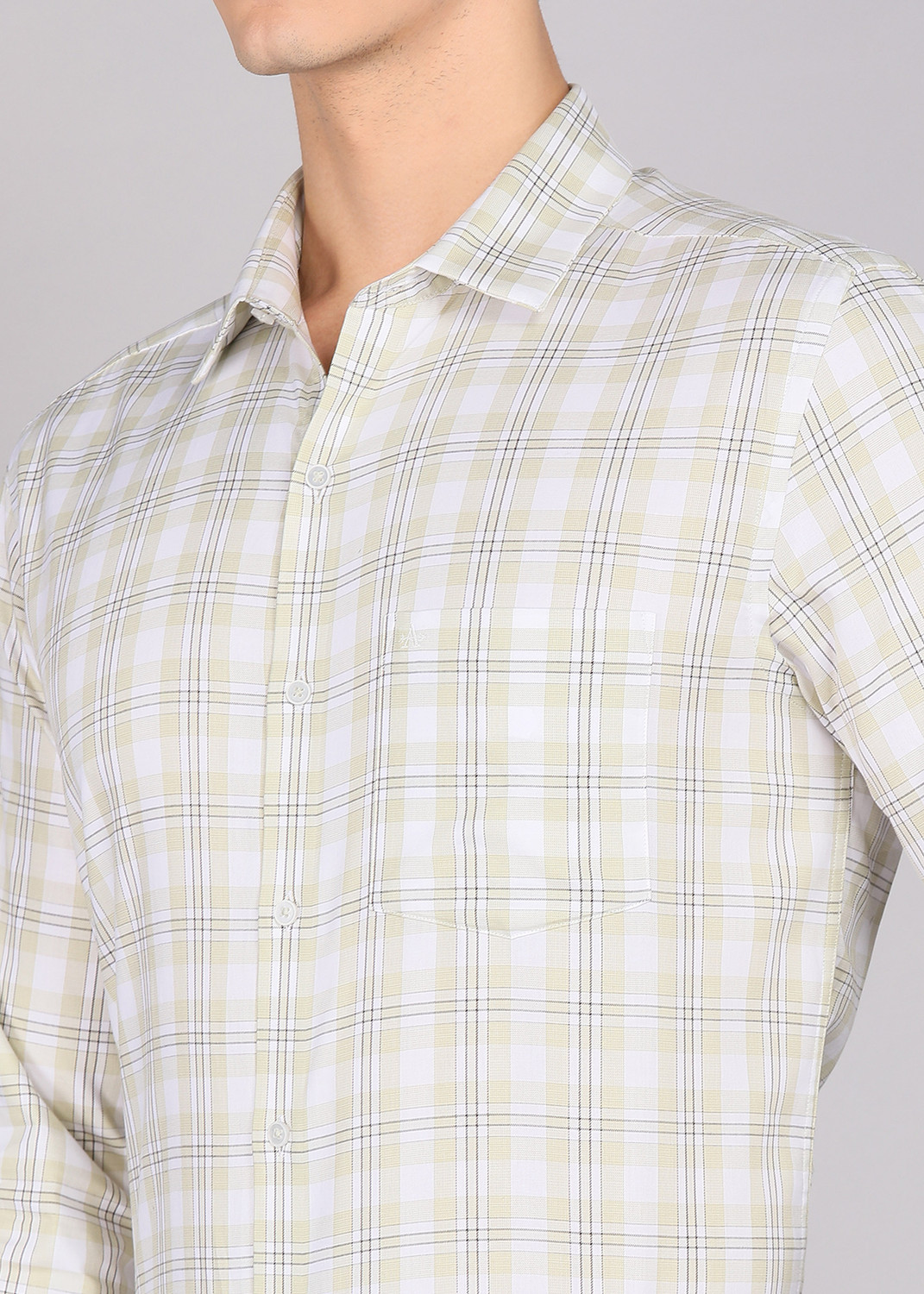 Image of ARROW Men Checkered Formal Green Shirt