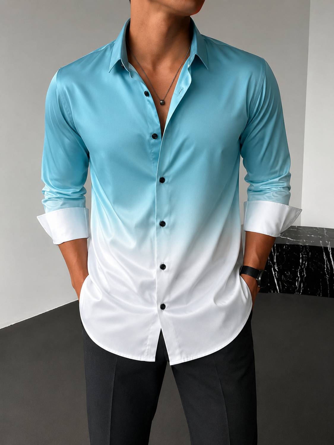 SH FSN Men Light Blue Casual Shirt - Image 1