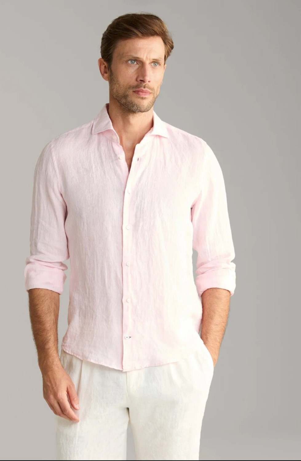 Image of Common Men Men Solid Formal Pink Shirt