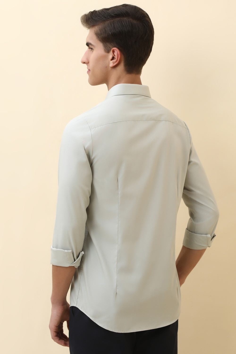 Image of Allen Solly Men Solid Casual Grey Shirt