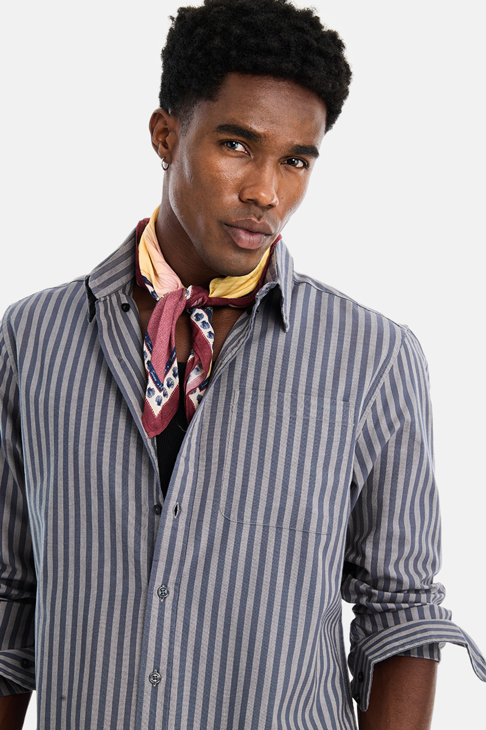 Image of Snitch Men Regular Fit Striped Button Down Collar Casual Shirt