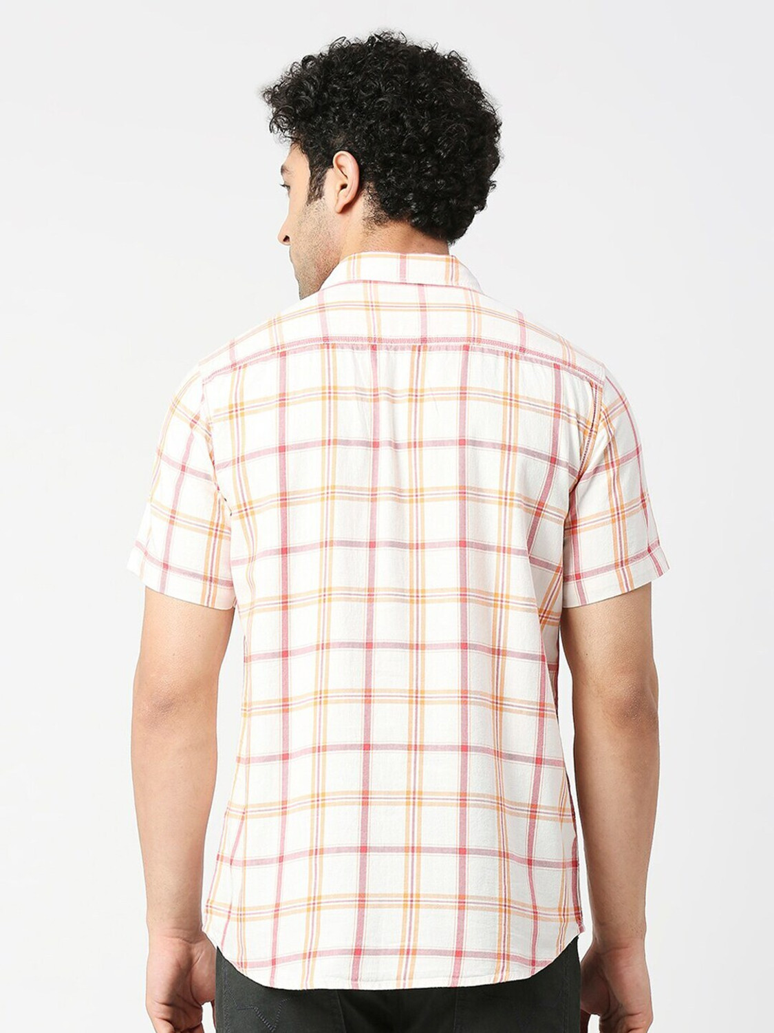 Image of Pepe Jeans Men Checkered Casual Orange Shirt