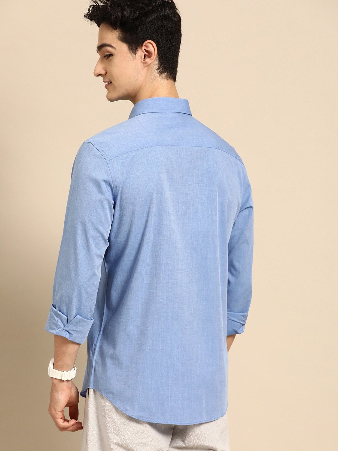 Image of United Colors of Benetton Men Solid Casual Pink Shirt