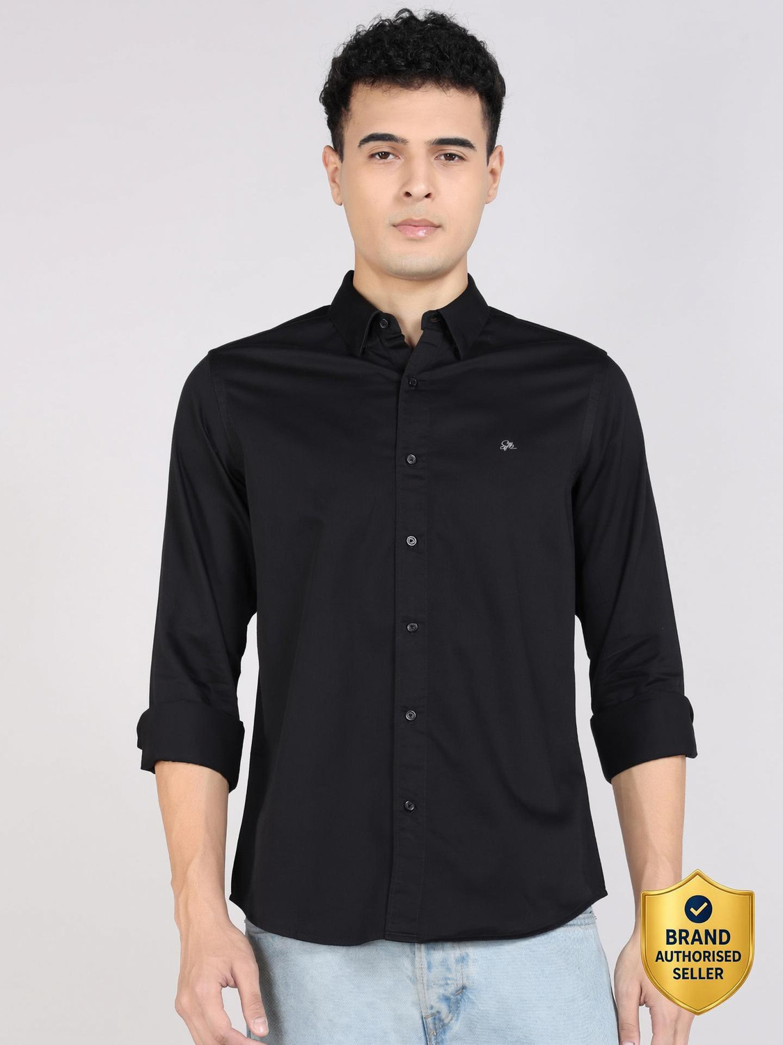 Spykar Men Solid Casual Black Shirt