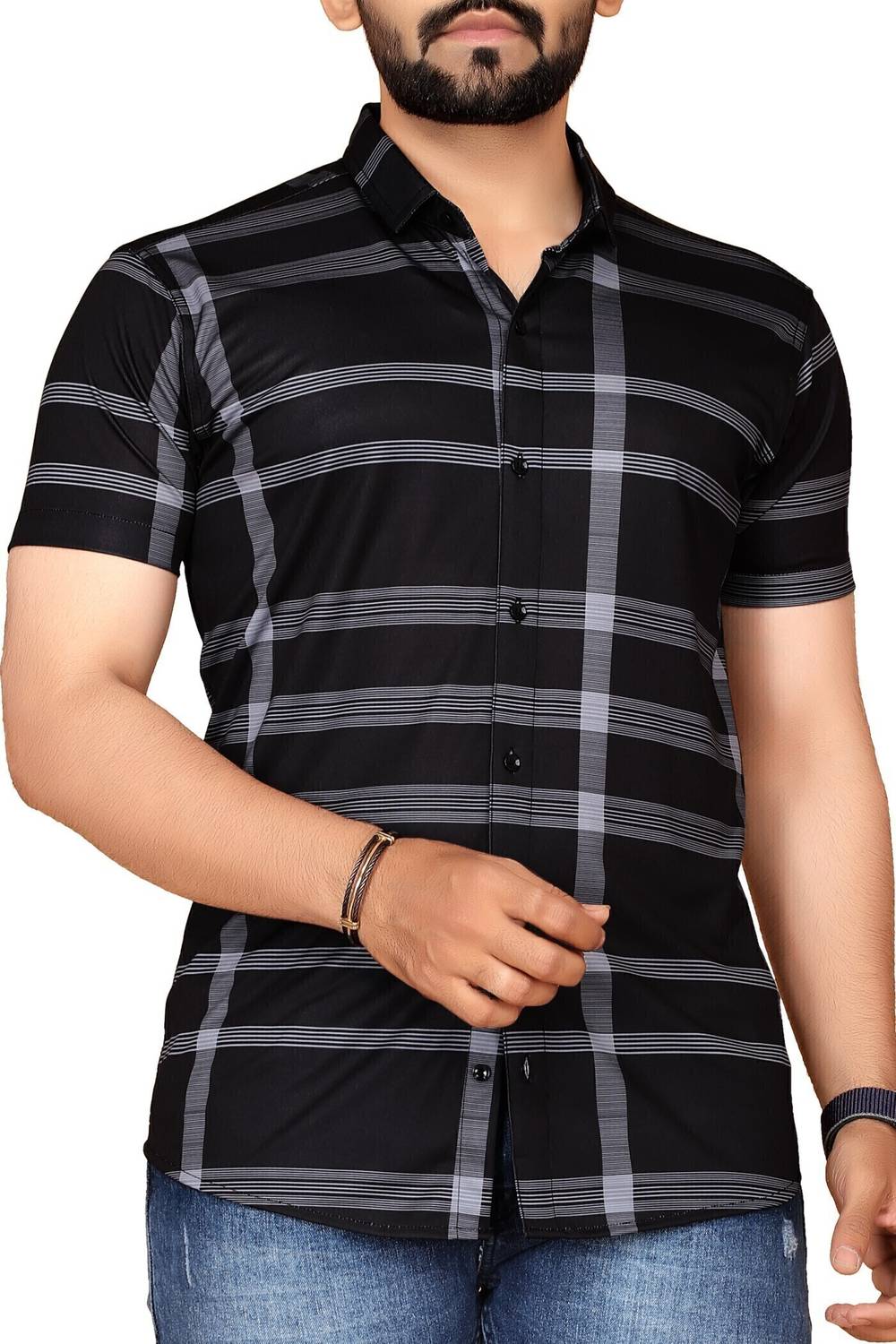 DBEX Men Regular Fit Checkered Spread Collar Casual Shirt
