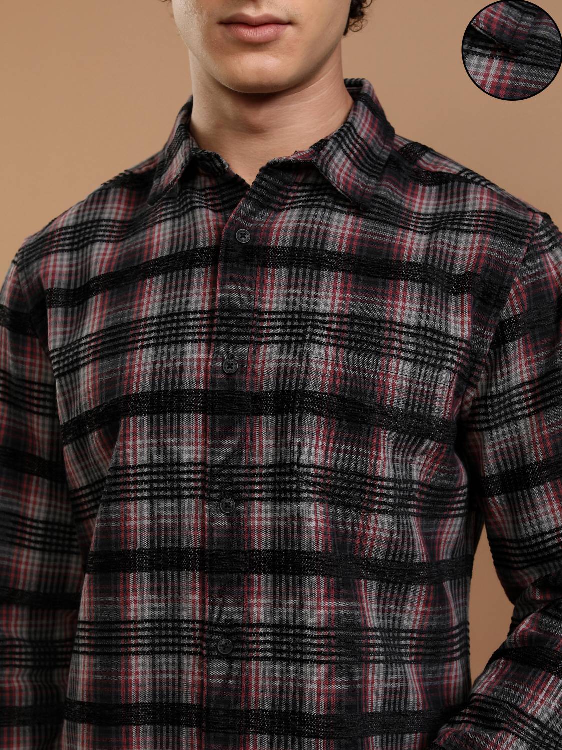 HIGHLANDER Men Slim Fit Checkered Shirt - Image 5