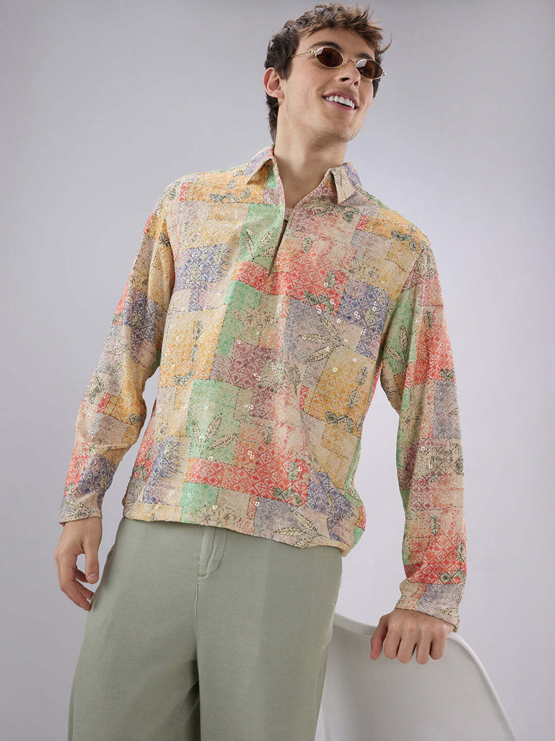 Image of VASTRADO Men Printed Casual Multicolor Shirt