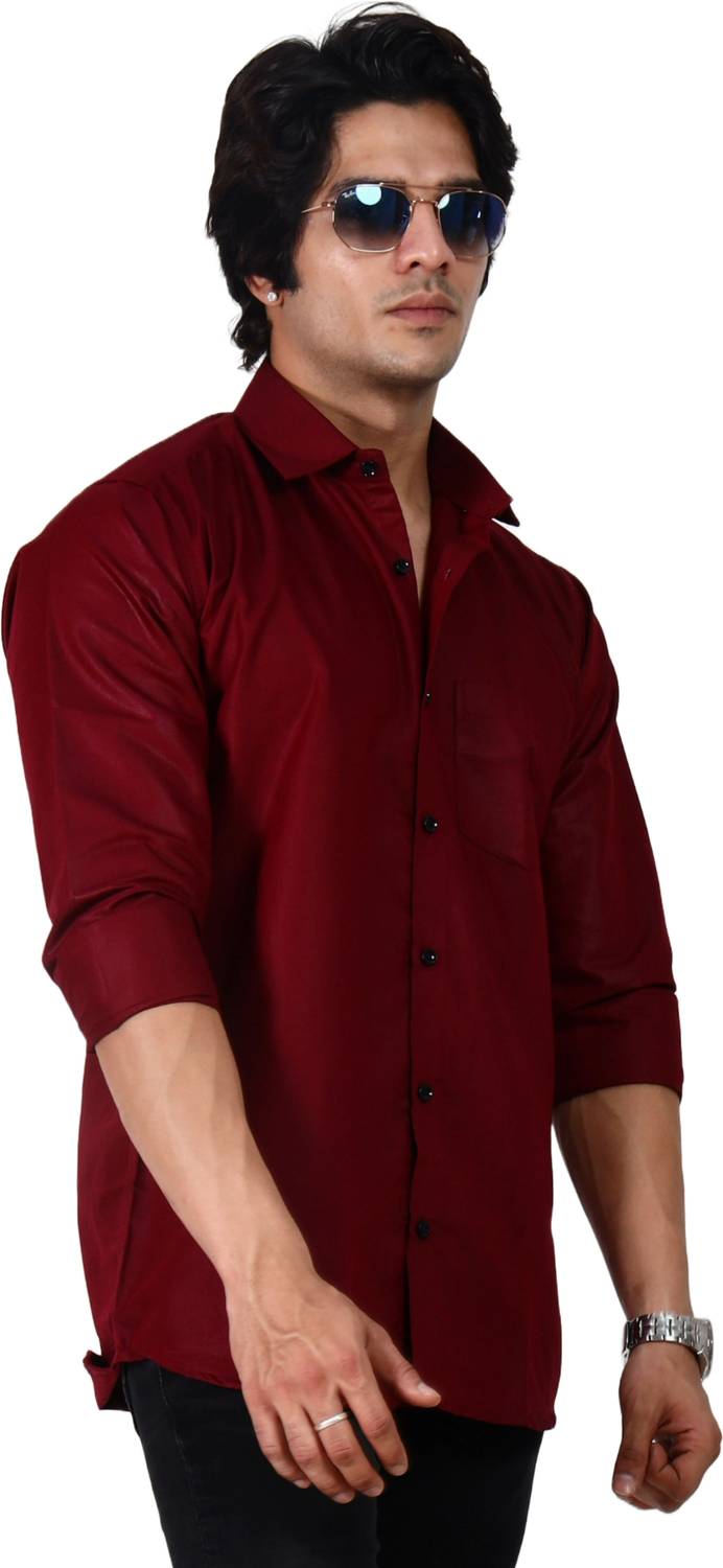 AKAIKA Men Solid Casual Dark Blue Shirt