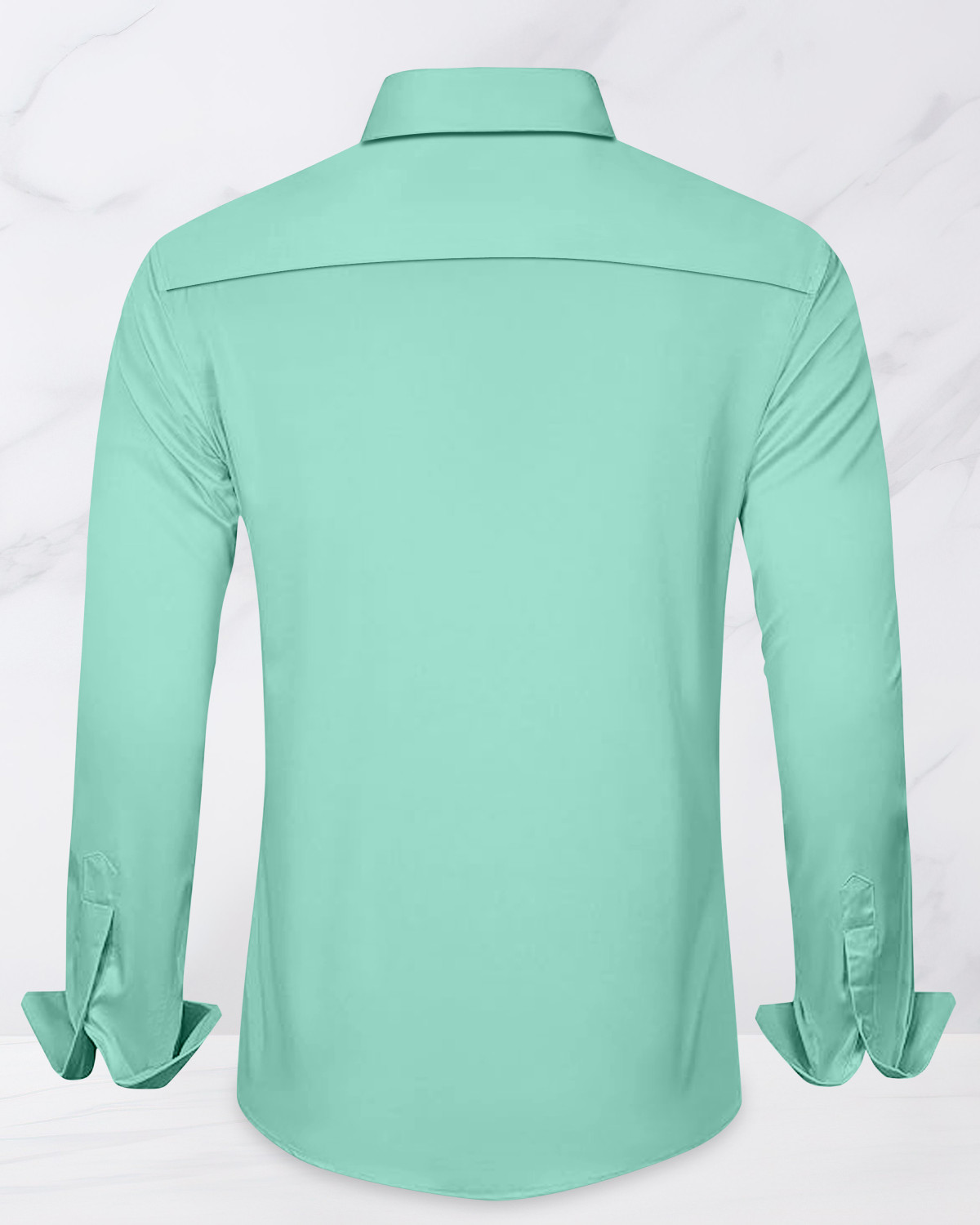 Image of Grivacreation Men Solid Casual Light Green Shirt