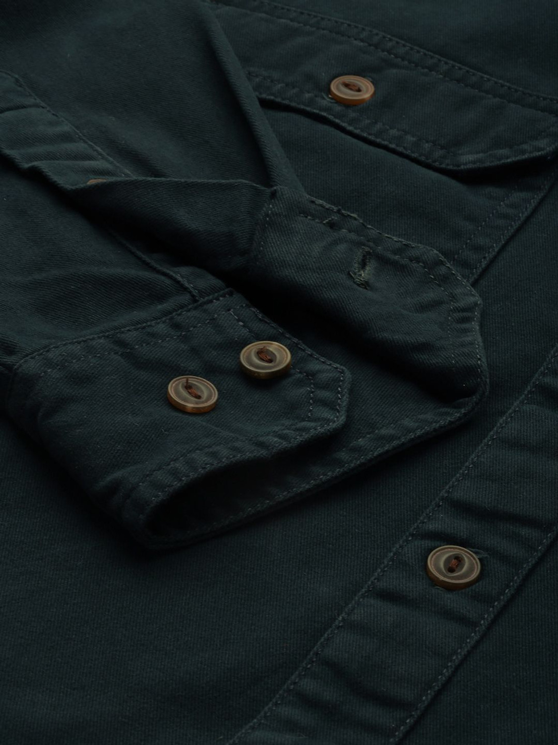 Image of Moda Rapido Men Solid Casual Dark Green Shirt