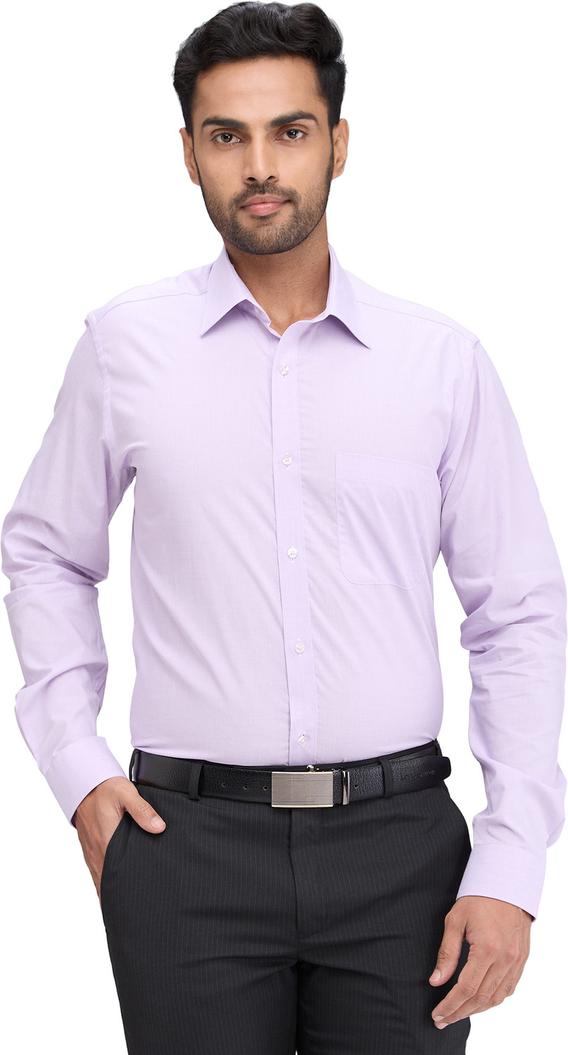 Image of Raymond Men Slim Fit Solid Cut Away Collar Formal Shirt