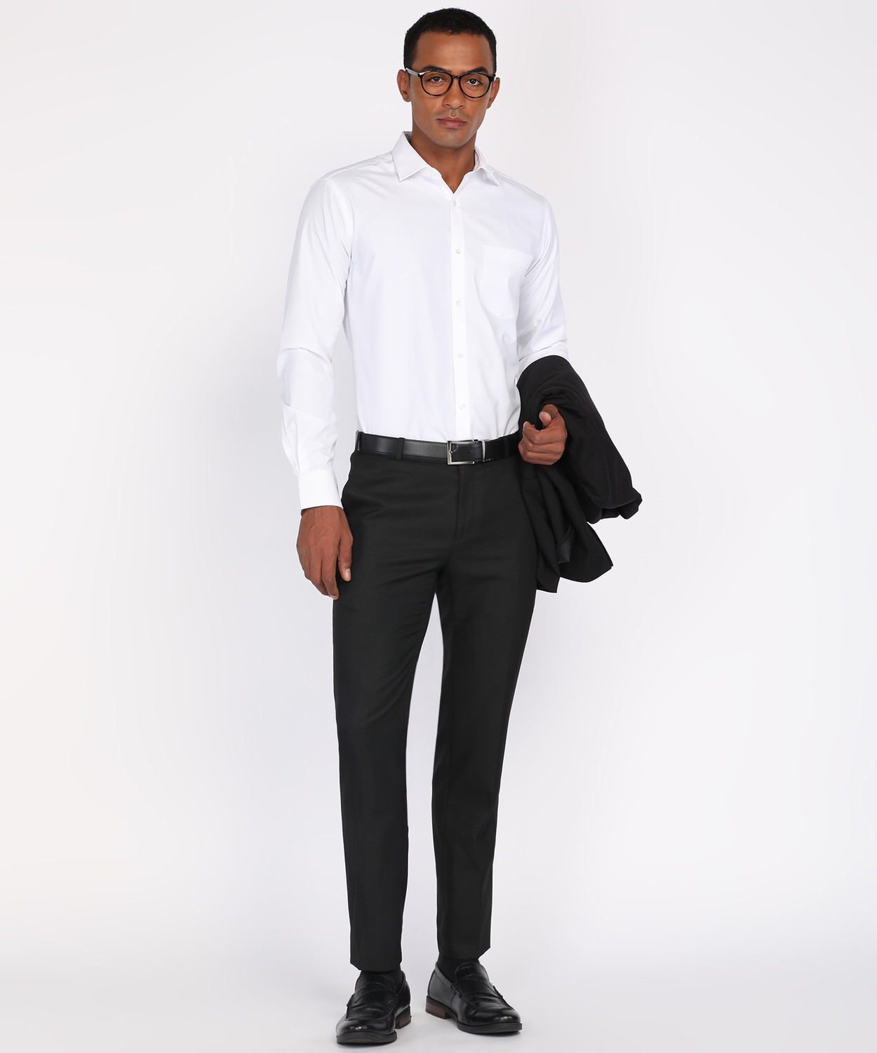 Image of PARK AVENUE Men Solid Formal White Shirt