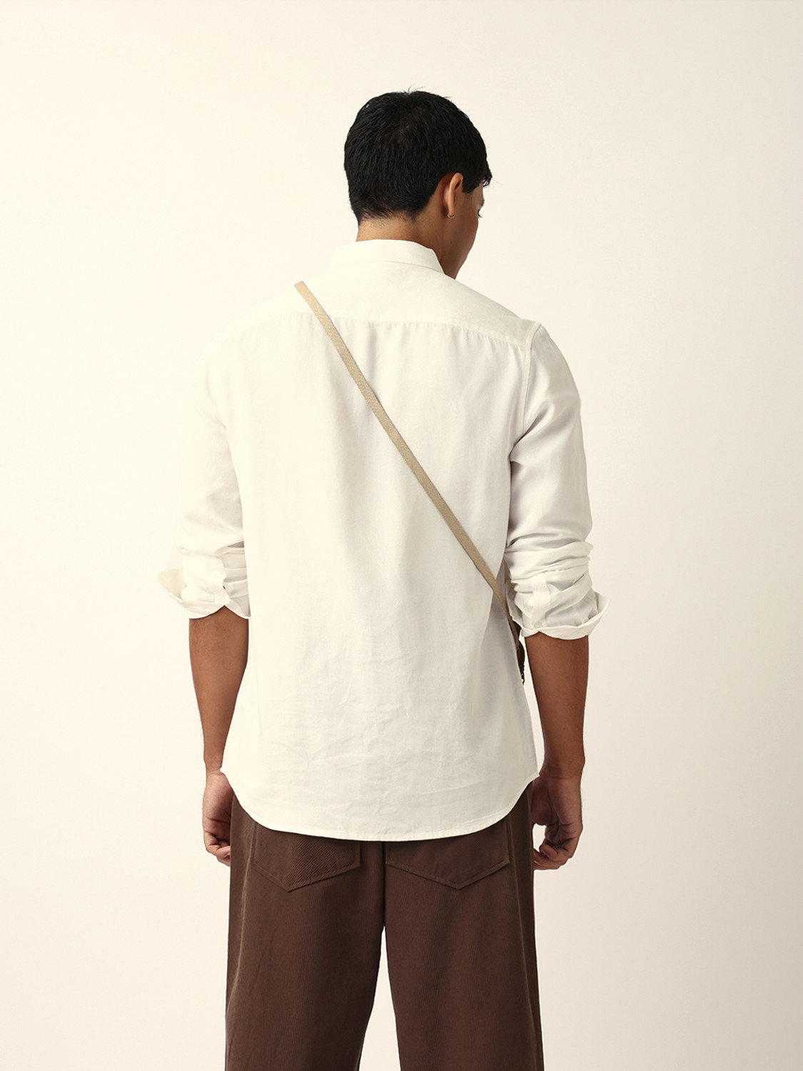 Image of THE BEAR HOUSE Men Solid Casual White Shirt