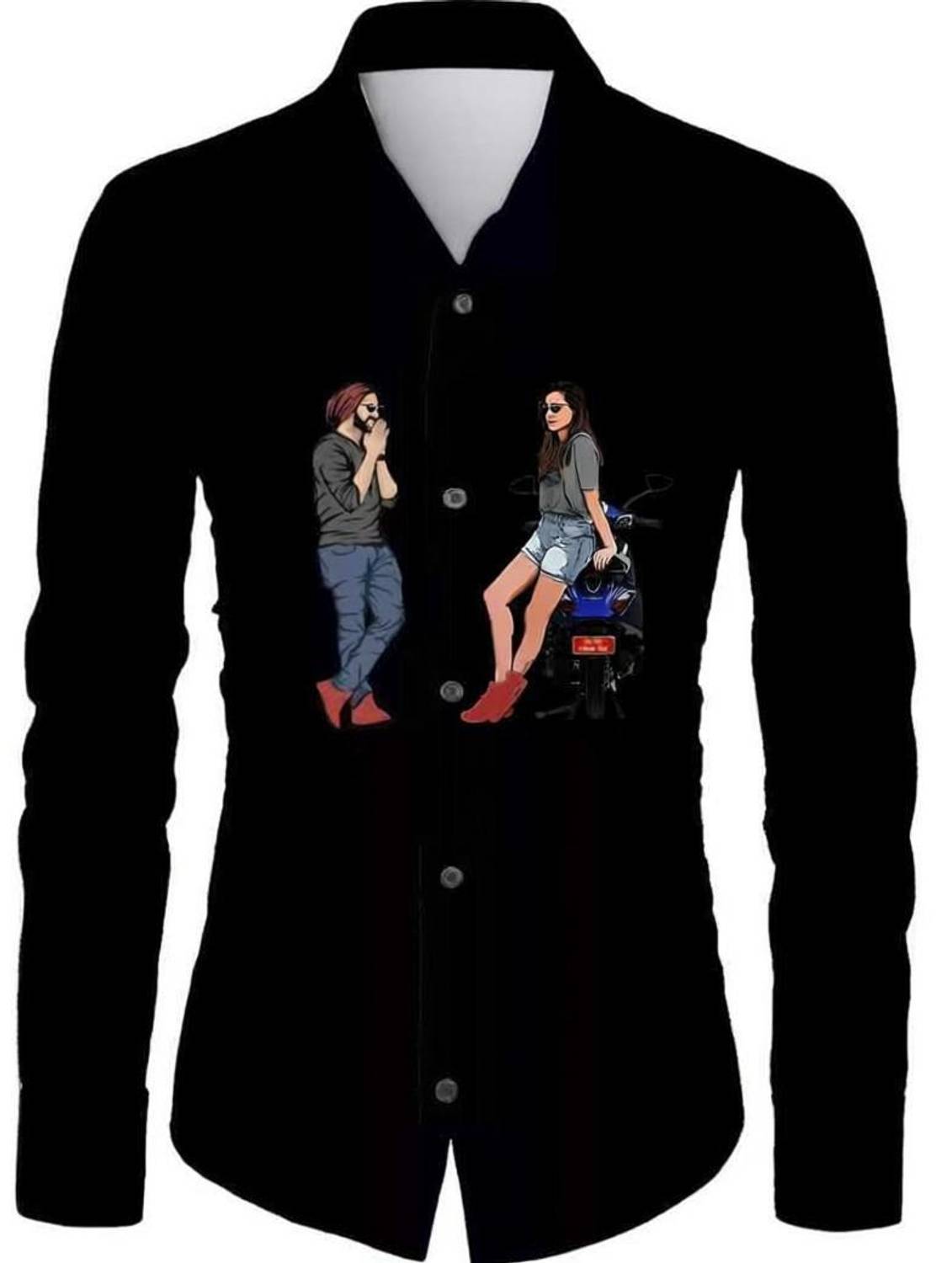 AviraEnterprise Men Printed Casual Black Shirt