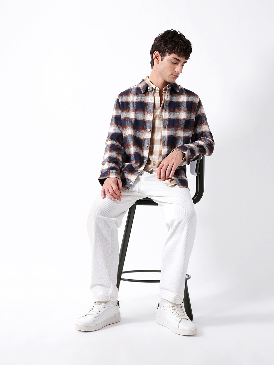 Image of THE BEAR HOUSE Men Checkered Casual Multicolor Shirt