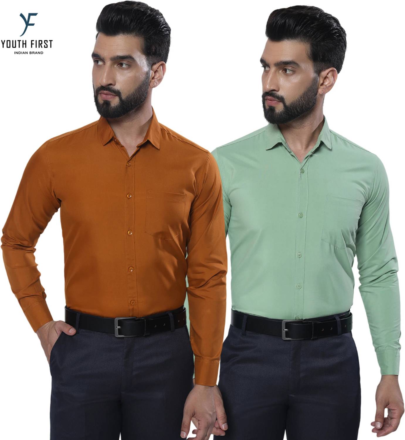 youth first Men Relaxed Fit Fit Solid Spread Collar Formal Shirt