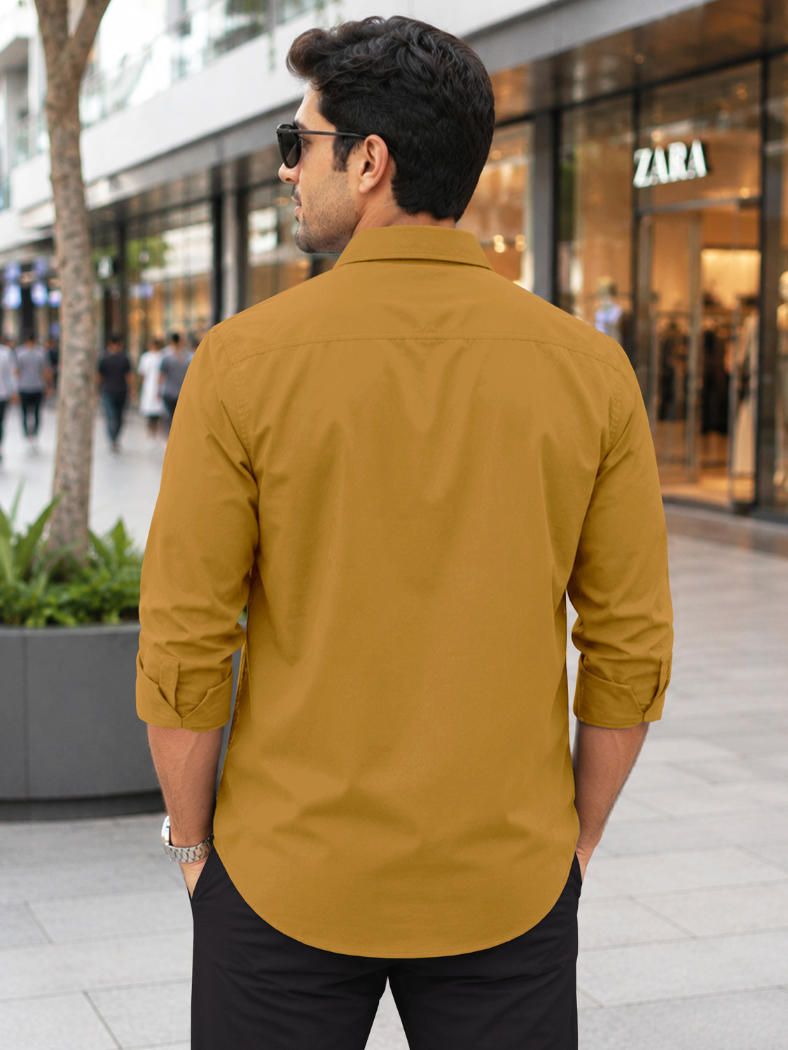 Image of VeBNoR Men Solid Casual Yellow Shirt