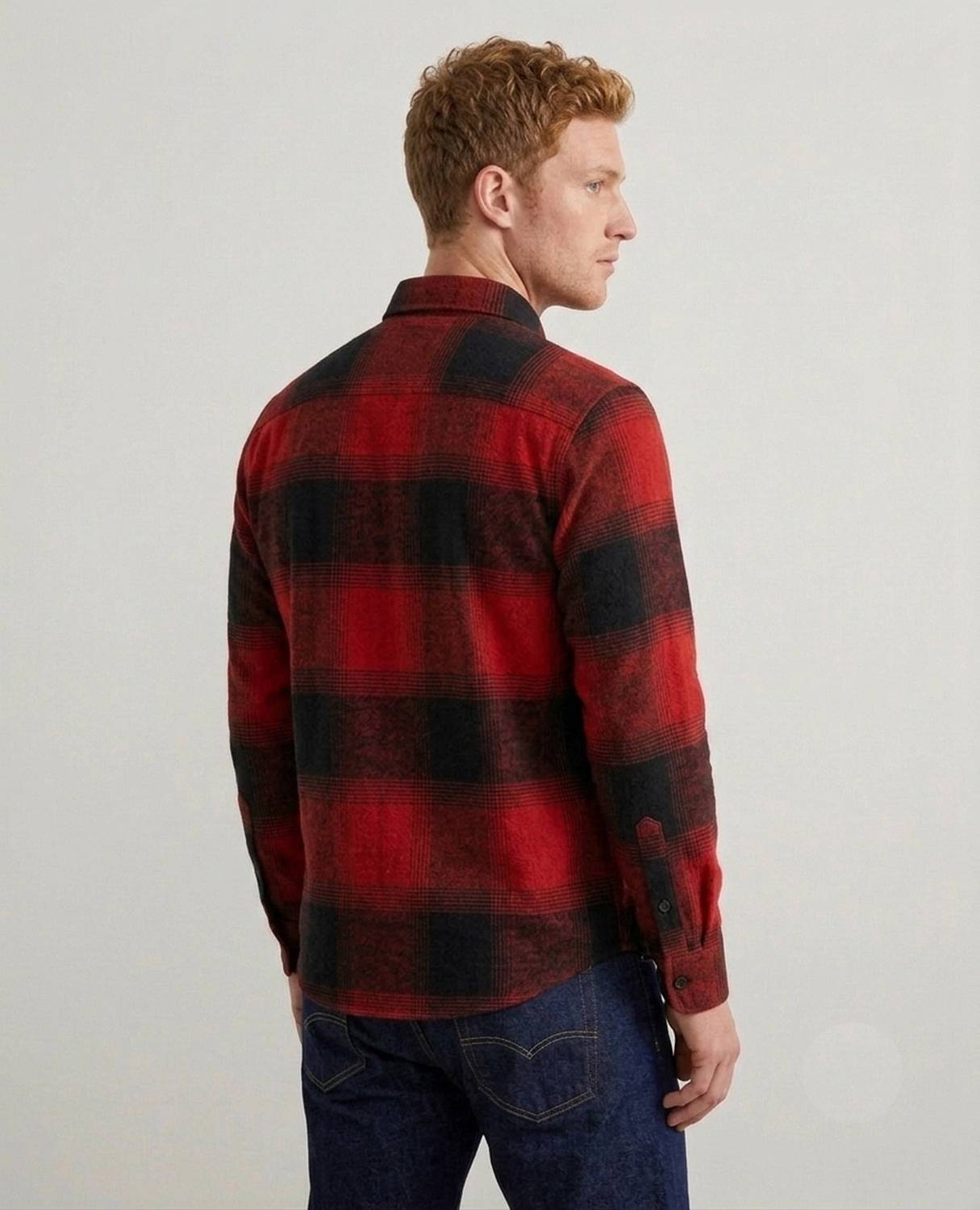 DIMMY Men Checkered Casual Red Shirt - Image 5