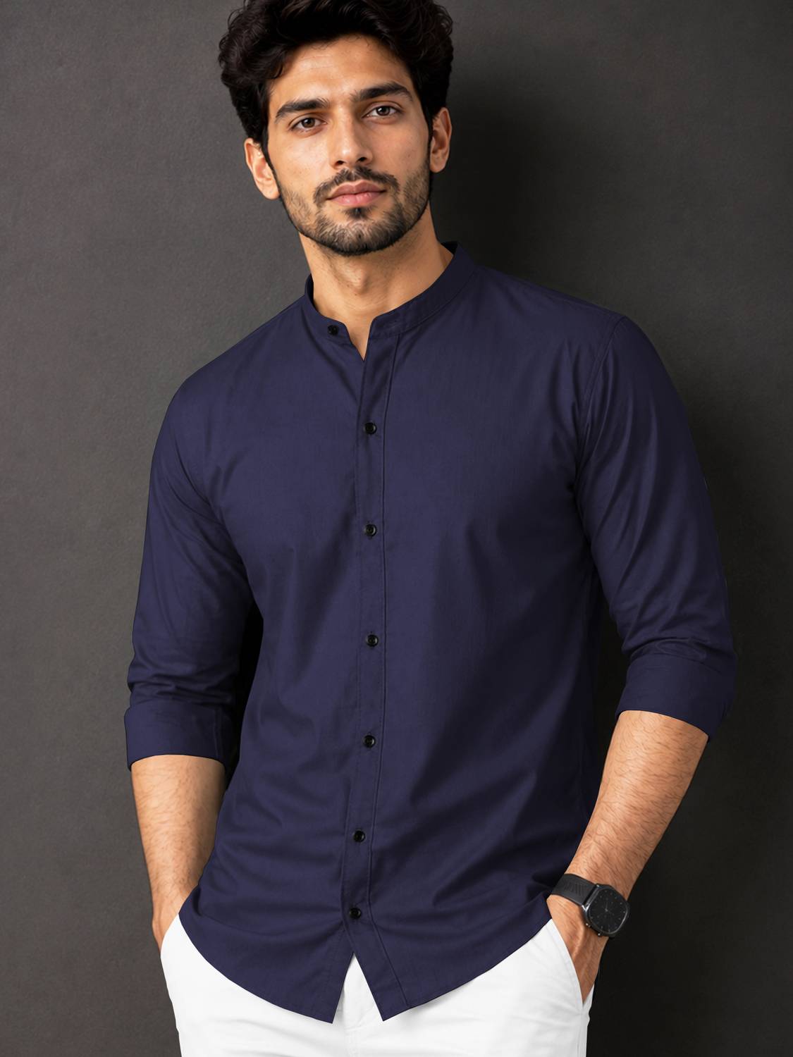 VeBNoR Men Dark Blue Shirt - Image 1