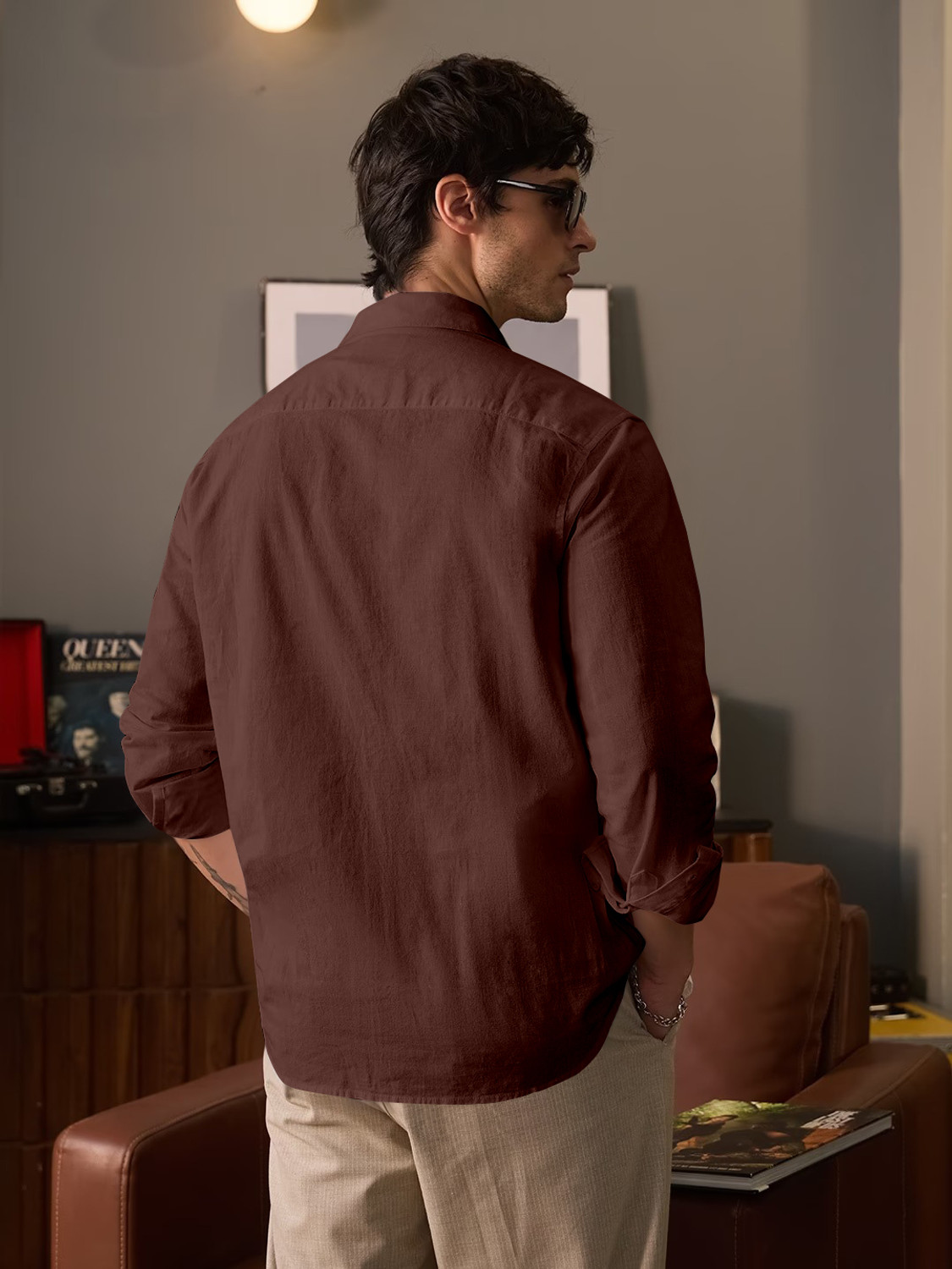 Image of javier Men Solid Casual Brown Shirt