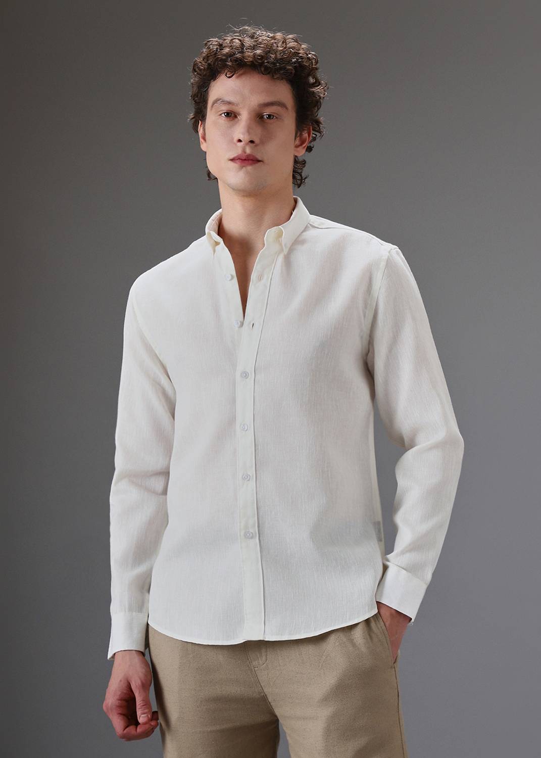 Banana Club Men Self Design Casual White Shirt