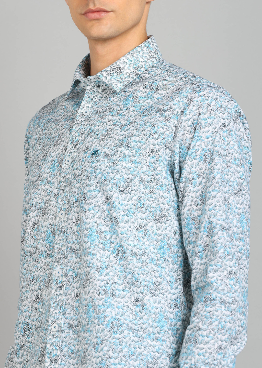 Image of KILLER Men Printed Casual Blue Shirt