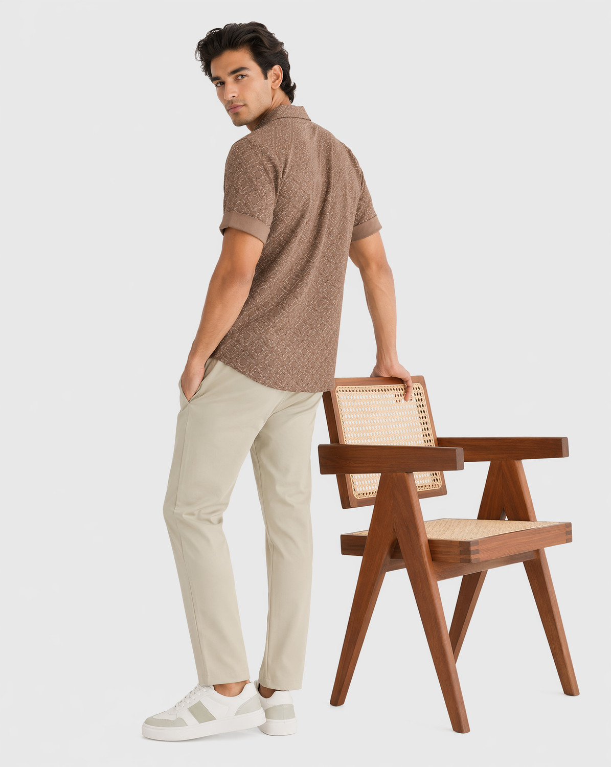 Image of Blackberrys Men Printed Casual Brown Shirt