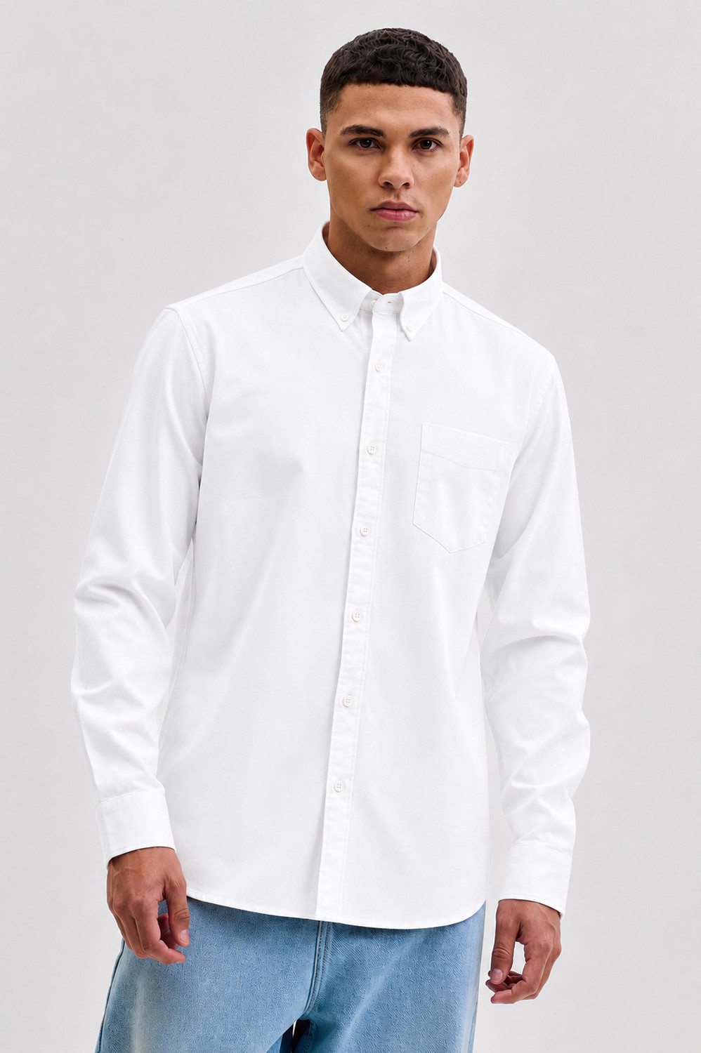 Image of VAIDDO Men Solid Casual White Shirt