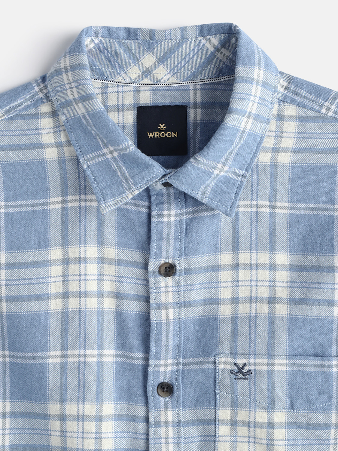 Image of WROGN Men Checkered Casual Grey Shirt
