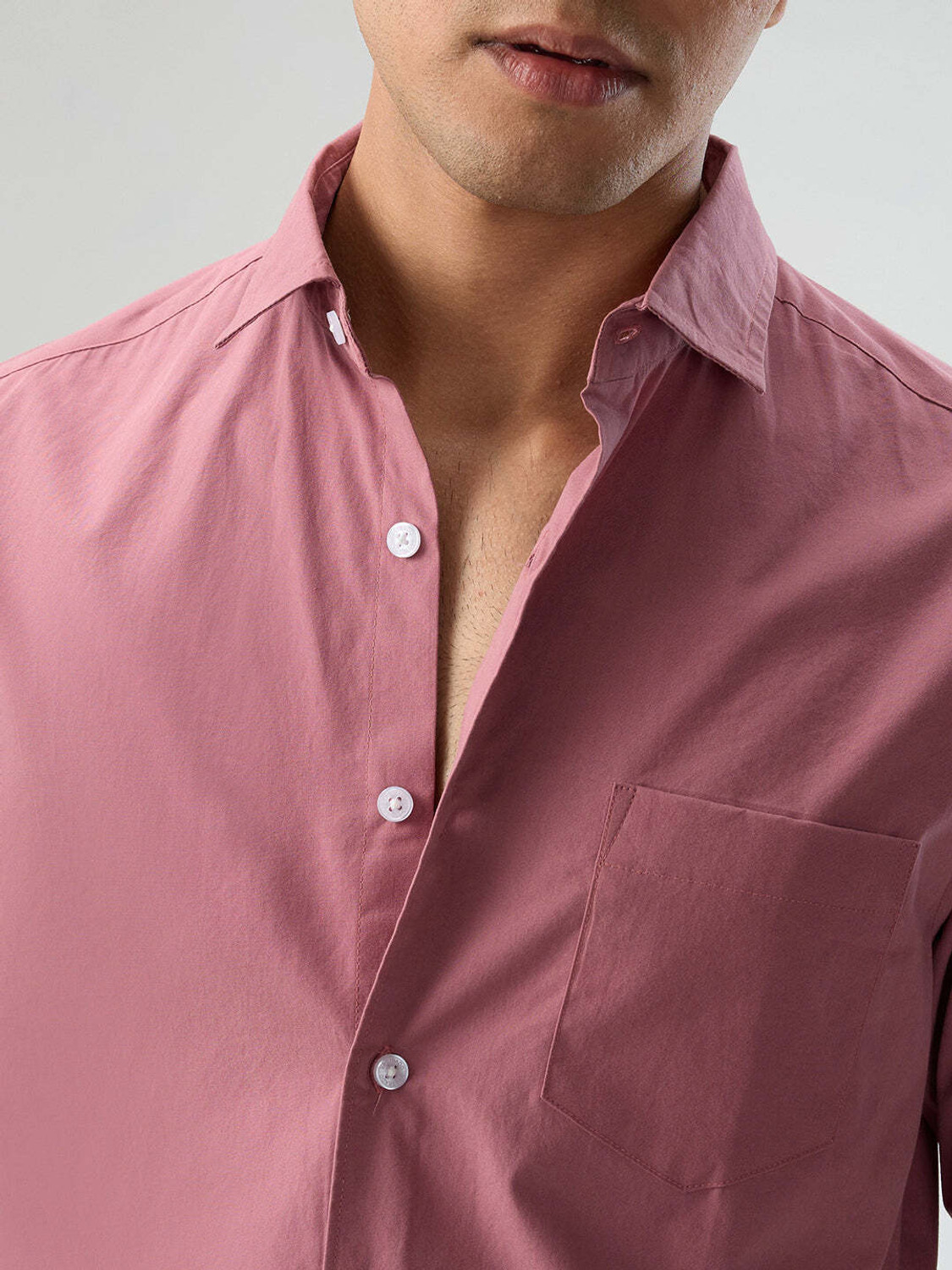 Image of VASTRADO Men Solid Casual Pink Shirt
