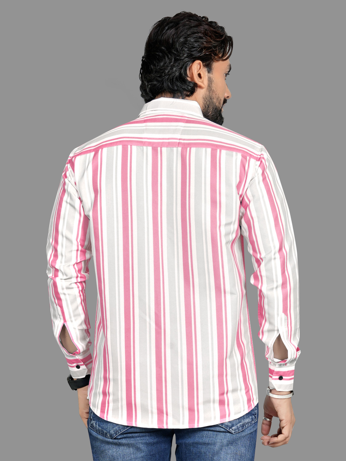 Image of VORMIX Men Striped Casual Multicolor Shirt