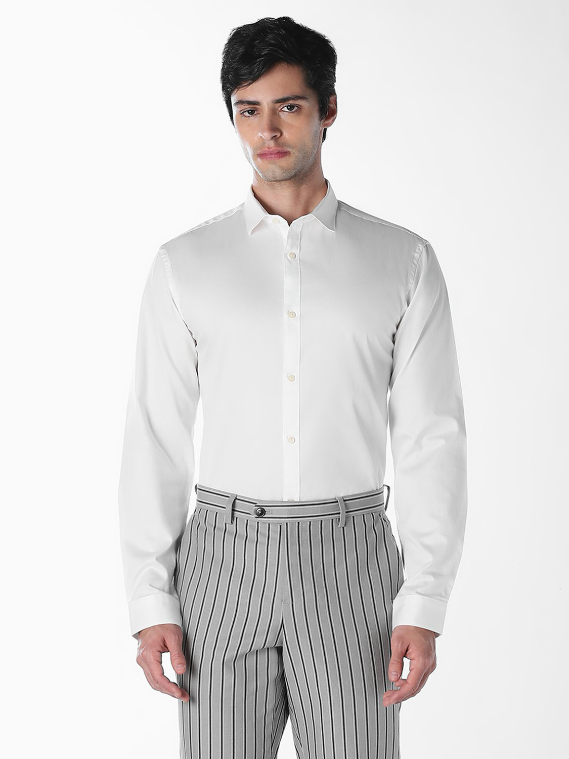Image of JACK & JONES Men Solid Formal White Shirt
