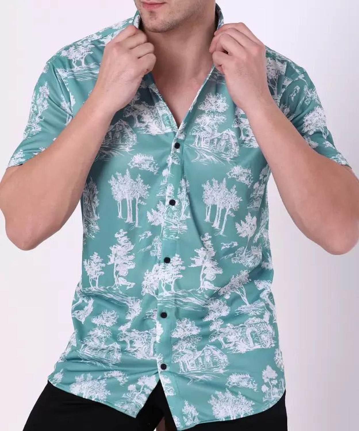 Image of ENTNICBLISS Men Regular Fit Printed Spread Collar Casual Shirt