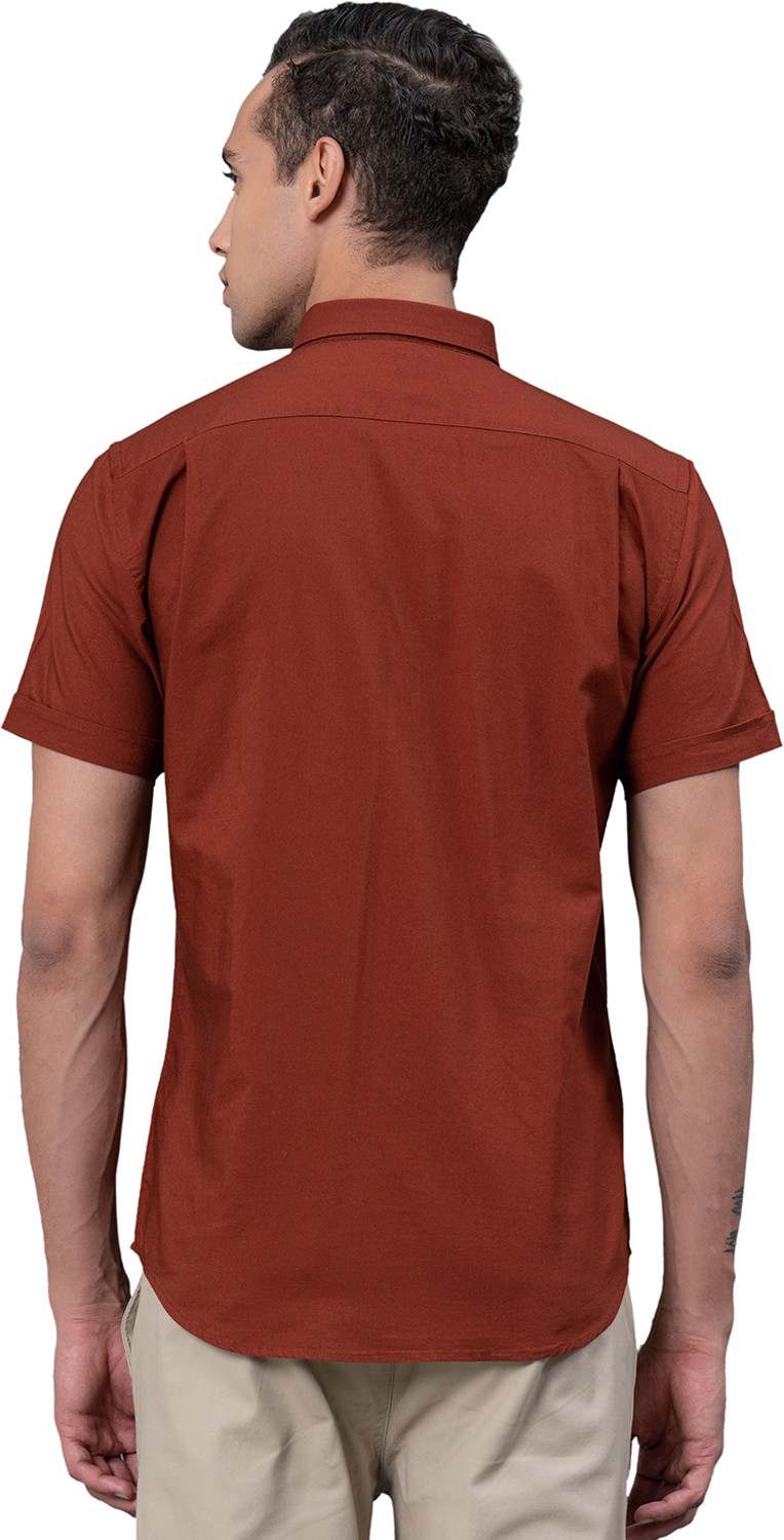 Image of RED TAPE Men Solid Casual Brown Shirt
