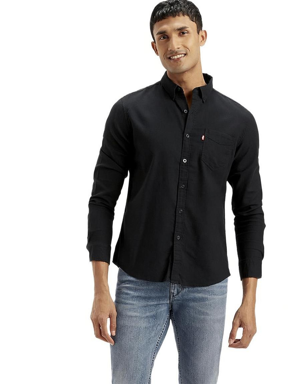 Image of LEVI'S Men Solid Casual Black Shirt