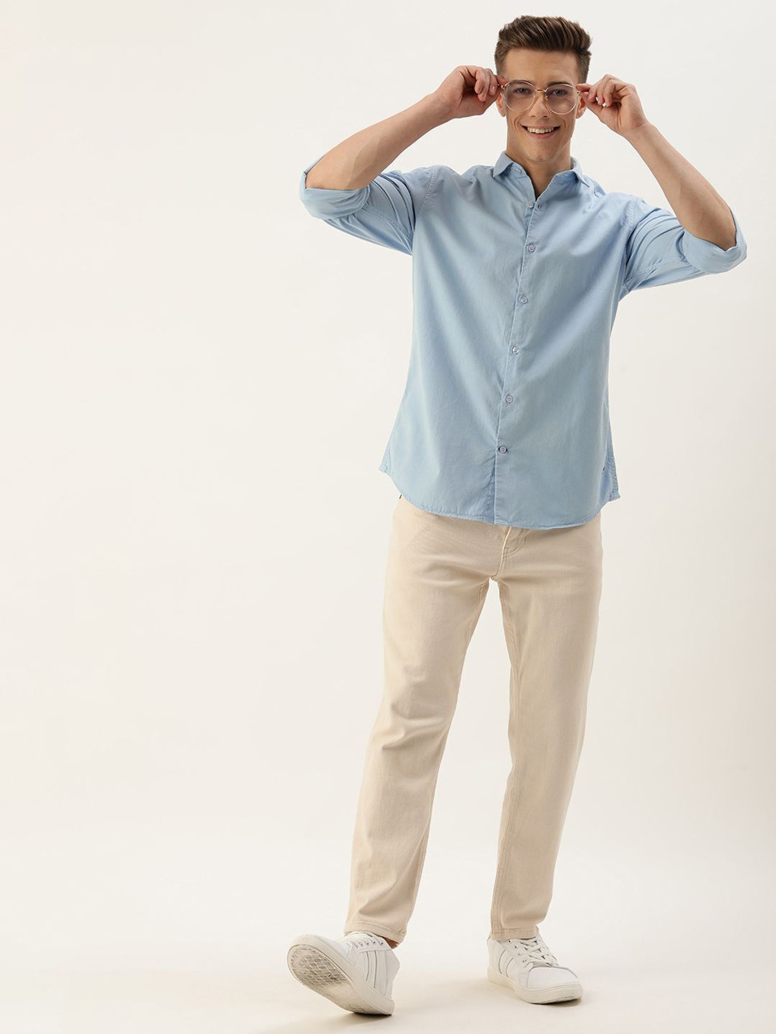 Image of Mast & Harbour Men Dyed /Ombre Casual Blue Shirt