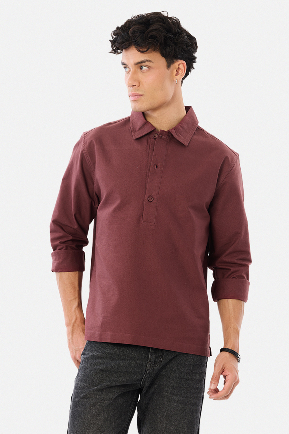 Image of Snitch Men Solid Casual Maroon Shirt