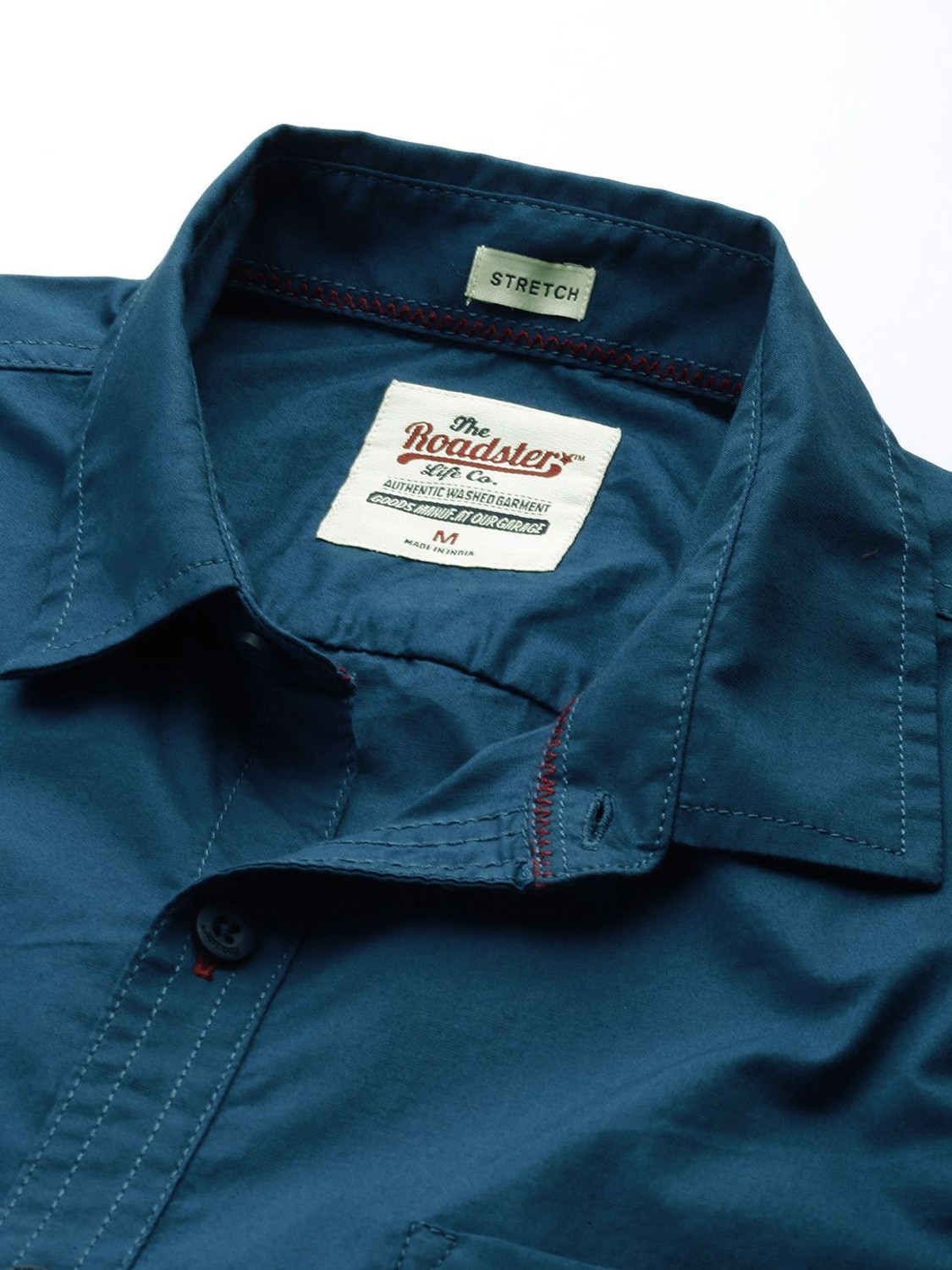 Image of Roadster Men Solid Casual Blue Shirt