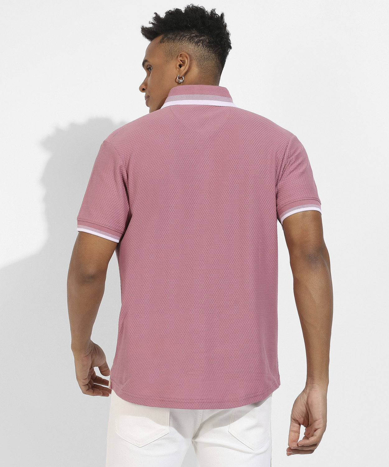 Image of CAHOOT Men Self Design Casual Pink Shirt