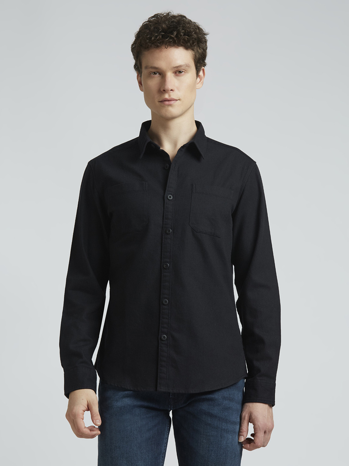Pepe Jeans Men Solid Casual Black Shirt