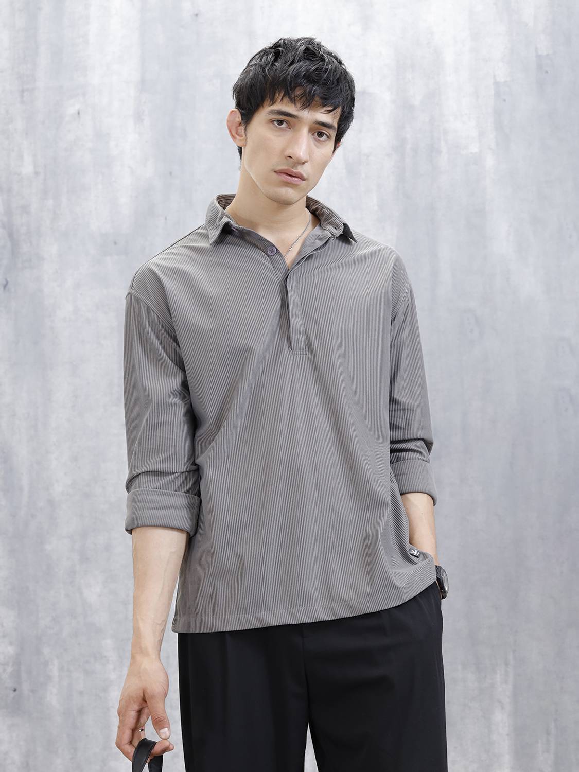 WROGN Men Grey Casual Shirt - Image 1
