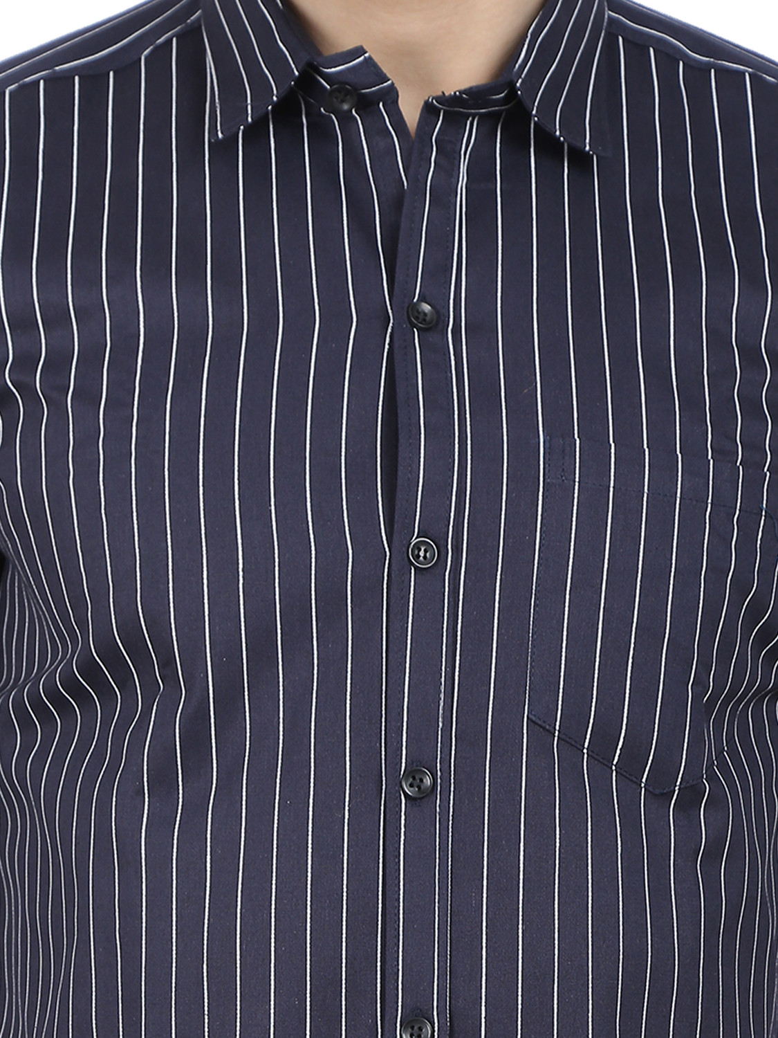 Image of LRK Men Striped Casual Blue Shirt
