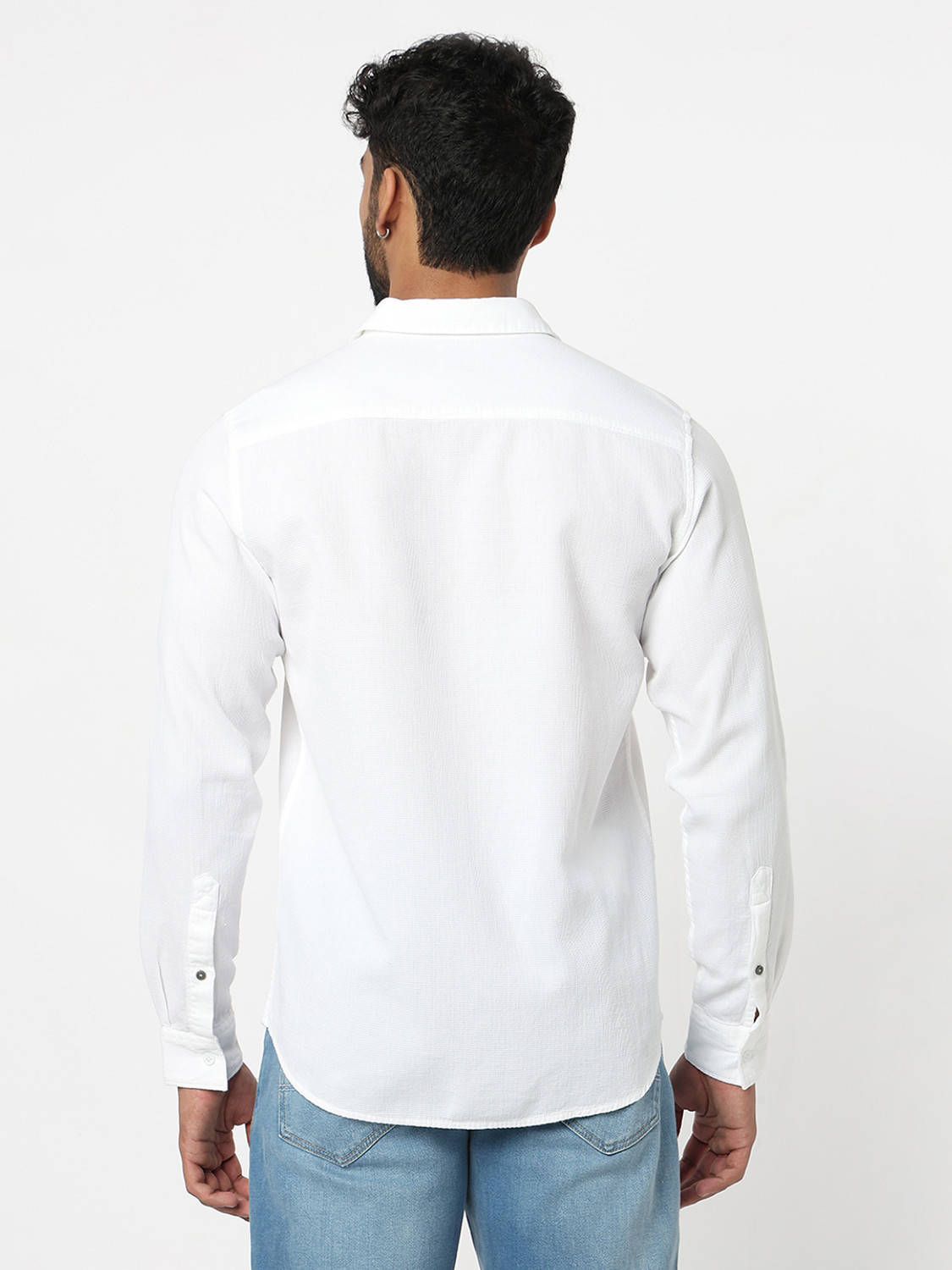 Image of Spykar Men Solid Casual White Shirt
