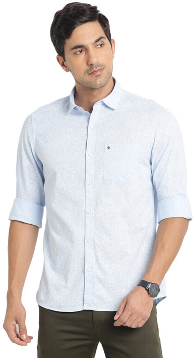 Image of TURTLE Men Solid Casual Light Blue, White Shirt
