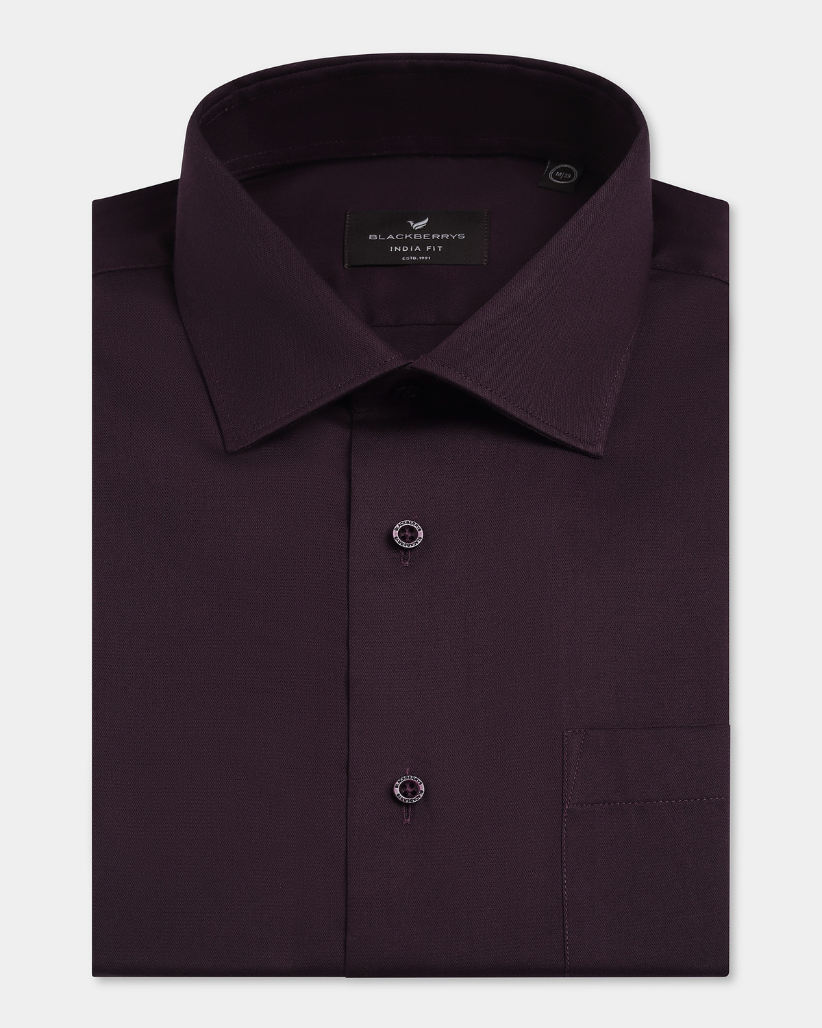 Image of Blackberrys Men Solid Formal Purple Shirt